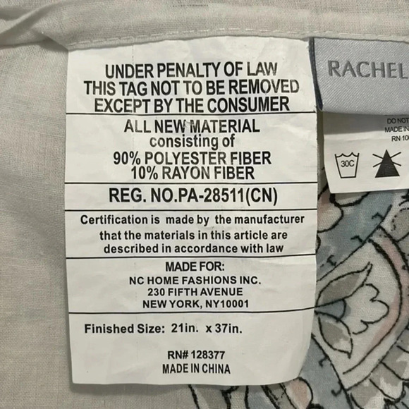 Rachel Ashwell Quilted Pillow Covers Paisley Floral
Blue White Size 21x37 Set - Picture 10 of 11